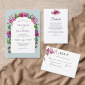 夏エレガントのピンク色の紫結婚の花のアーチ 招待状 (この独立クリエイターのコレクションをカスタマイズ。)