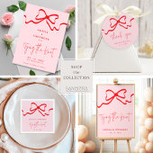 ピンクレッドモダンボウ結婚フォト セーブザデート