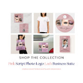 Pink Script Logo QR Code Photo Lash  名刺