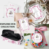 ピンクワイルドフラワーティーデイトナイトアイディアブライダルシャワー エンクロージャーカード