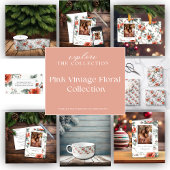 ピンクのヴィンテージフローラ ギフトタグ