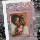 Pink Winter Christmas Country Scene フリース ツリースカート