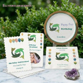 Pisces 1st Birthday Impressionist Gold Glitter 招待状