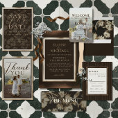 Rustic Brown Floral Pattern Wedding 招待状ベリーバンド