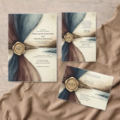 Plum and Blue Ombre Seal Watercolor Wedding エンクロージャーカード (この独立クリエイターのコレクションをカスタマイズ。)