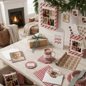 Modern Minimal family Photo merry Christmas スクエア壁時計