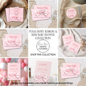 Pink Bow Baby Girl with Polka Dot Square 案内状