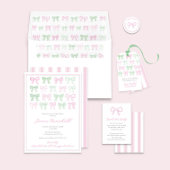 ピンクボウかわいらしベビーシャワー差出人住所 ラウンドシール