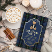 Luxe Preppy Plaid Christmas Teddy Bear Photo Card ラージクリスマスストッキング