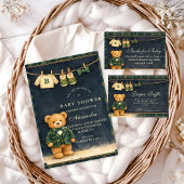 Preppy Teddy Bear Plaid Baby Shower 招待状