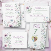 セージ緑と梅の紫の植物結婚の セーブザデート