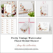 ヴィンテージ水彩フローラブライダルシャワーNo Wrap ギフトタグ