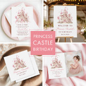 Once Upon a Time Princess Castle Girl Birthday 招待状