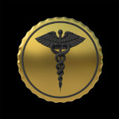 Professional 3D Gold Caduceus Emblem Medical ラゲッジタグ