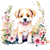 子犬をテーマにしたパーソナライズされた誕生日 缶バッジ