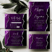 Purple Silver Agate Script Wedding Program ハンドファン