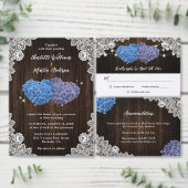 Rustic Purple and Blue Floral Wedding Invitation 招待状 (この独立クリエイターのコレクションをカスタマイズ。)