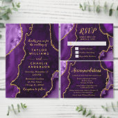 Purple and Gold Agate Wedding Program プログラム (この独立クリエイターのコレクションをカスタマイズ。)