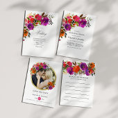 Purple and Orange Floral Bridal Shower 招待状