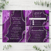 Purple and Silver Agate Wedding Program プログラム (この独立クリエイターのコレクションをカスタマイズ。)