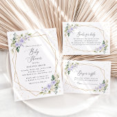 紫色の花，白い花，ぼほ，赤ちゃんシャワー 招待状