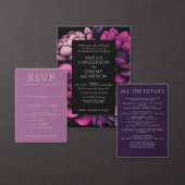 紫のはっきりしたフローラと詳細フォイル招待状 箔招待状 (この独立クリエイターのコレクションをカスタマイズ。)