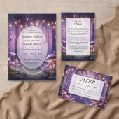Purple Butterflies and Starlit Skies Wedding 出欠カード (この独立クリエイターのコレクションをカスタマイズ。)