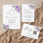 パープルフローラ婚約パーティ招待状 招待状 (この独立クリエイターのコレクションをカスタマイズ。)
