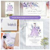 シックパープルフラワースクリプトブライダルシャワーゲスト ノートブック