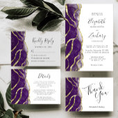 Elegant Purple Gold Ink Wedding Menu メニュー
