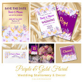 ソフトパープルおよび金ゴールドフローラ金ゴールド枠テーブルカード テーブルナンバー