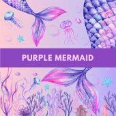 パープルマーメイド誕生日招待状 招待状