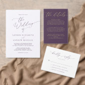 パープルプラムミニマル婚約パーティ招待状 招待状 (この独立クリエイターのコレクションをカスタマイズ。)