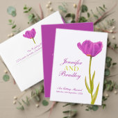 紫色のチューリップの芸術の結婚式のサンキューカード サンキューカード (この独立クリエイターのコレクションをカスタマイズ。テスト)