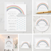 Watercolor Rainbow Baby Shower Welcome Poster ポスター