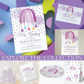 パープルレインボーベビーシャワーおむつラッフル エンクロージャーカード