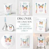 Rainbow Butterfly 1st Birthday サンキューカード