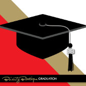 赤とブロンズの金ゴールドシャルボード卒業ギフトボックス フェイバーボックス