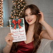 Red Bow Baby Shower Christmas Brunch サンキューカード