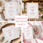 Red Bow Hearts Valentines Baby Shower 招待状