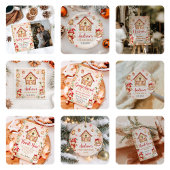 Red Gingerbread House Christmas Return Address ラベル