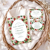 Red Gingham Berry Baby Shower スタンダードカクテルナプキン