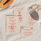 Retro Red Hand Written Whimsy Wedding Place Cards テーブルナンバー