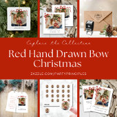 Red Bow Christmas Return Address ラベル