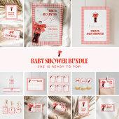 She Is Ready to Pop Red Soda Pop Baby Shower サンキューカード