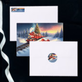 Red Train Christmas Tree Holiday Stocking ラージクリスマスストッキング