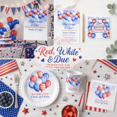 Red White & Due Independence Day Baby Shower 招待状