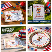 Red White And One Patriotic Puppy Invitation 招待状