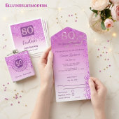 80誕生日シック落ちるピンクグリッター ペーパープレート