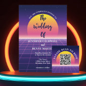 レトロ80sネオンパープルサンセット差出人住所 ラベル